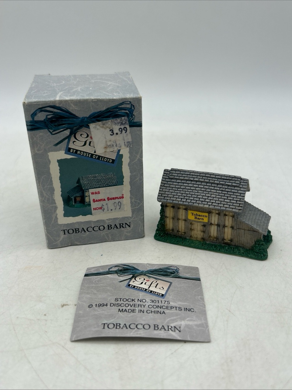 Vtg 1994 Tobacco Barn Shelf Sitter 1.5x2.5” House By Lloyd Rustic Miniature